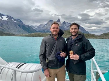 Drew Leyes (MBA ’16) (left) and Taylor Stuart (MBA ’16) on one of their many adventures together
