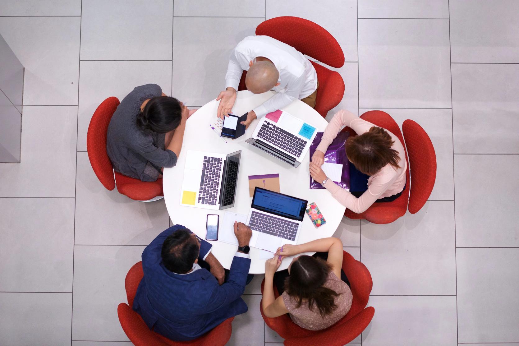 Students sitting around a table